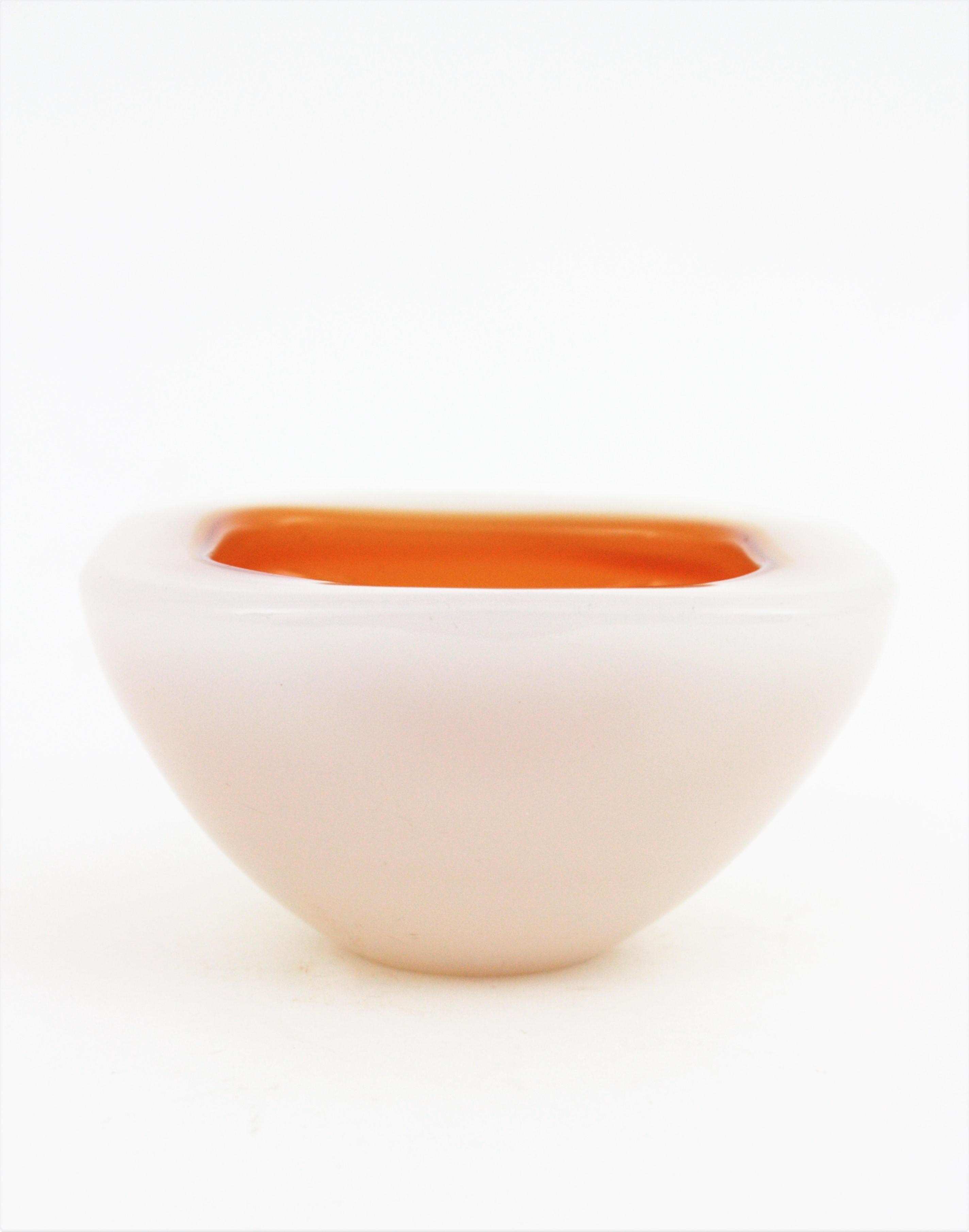 Archimede Seguso Alabastro Murano White Amber Geode Glass Bowl, 1950s 3
