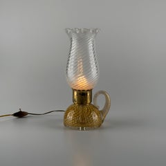 Lampada da tavolo in vetro dorato di Murano Art Deco di Archimede Seguso, anni '40
