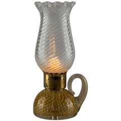 Lampada da tavolo in vetro dorato di Murano Art Deco di Archimede Seguso, anni '40