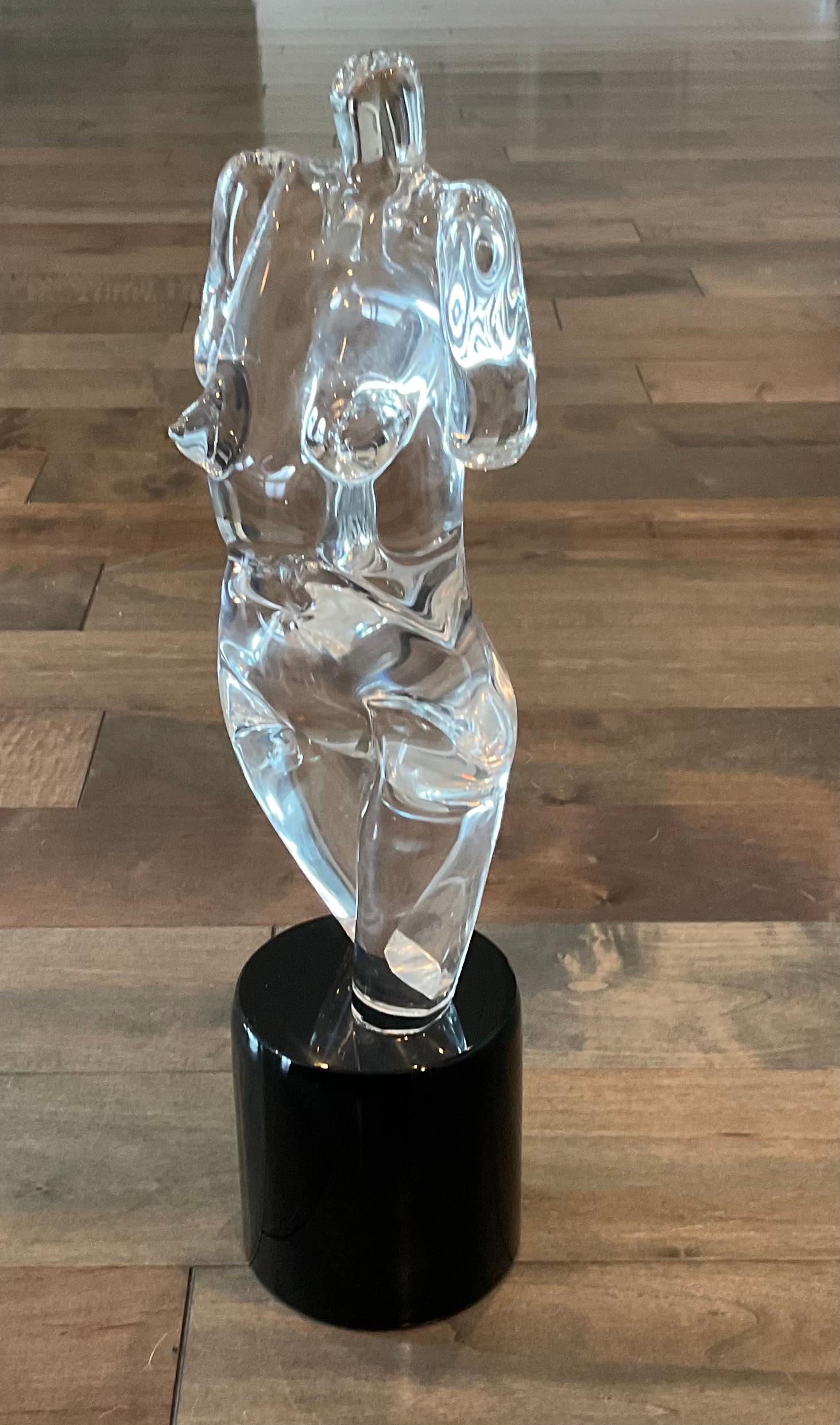 Archimede Seguso Artist Signed Murano Art Glass Nude Female Sculpture on hand blown original glass base. Signature on bottom of base as shown.