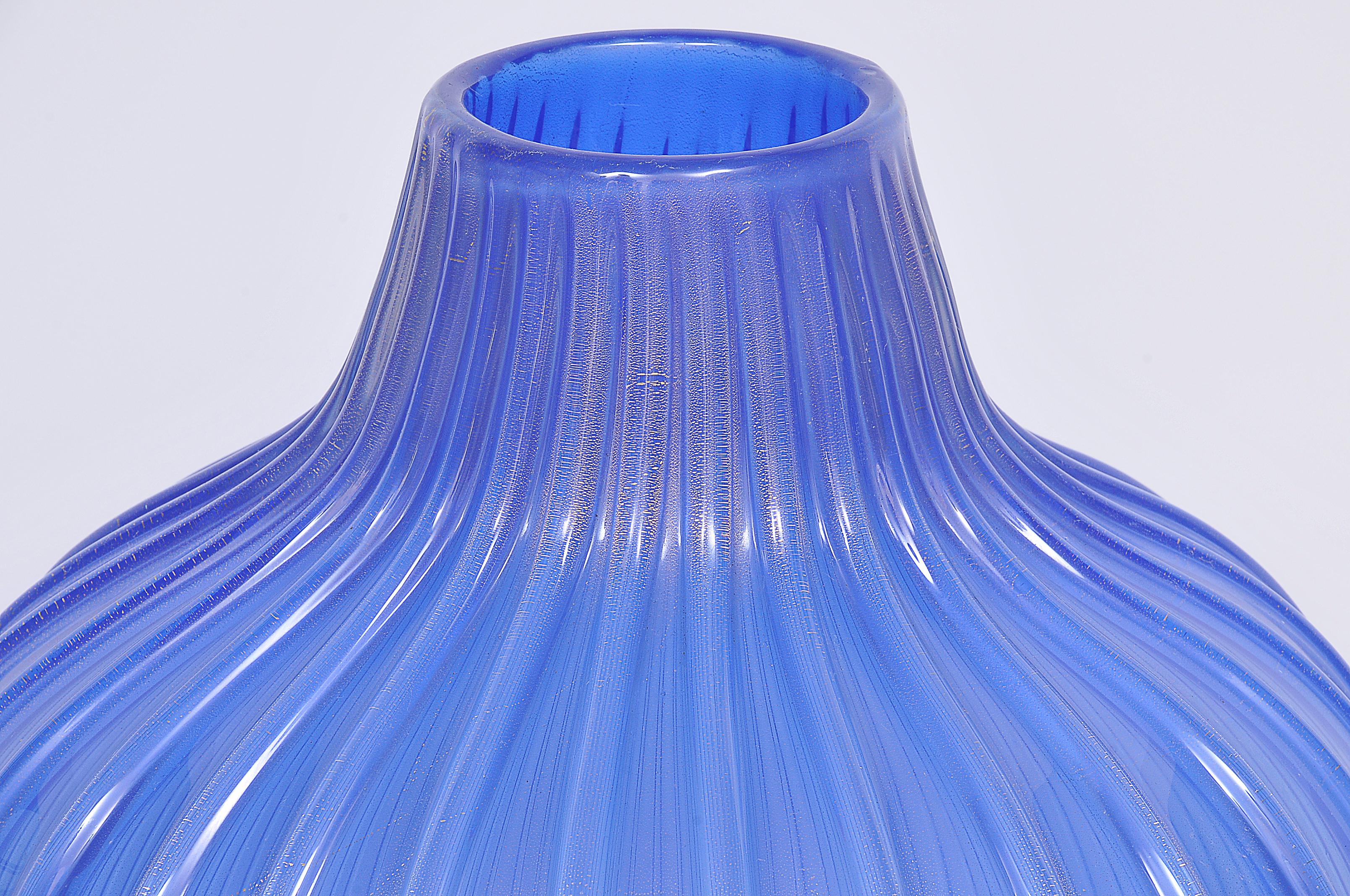 International Style Archimede Seguso, Artistic Blue Murano Glass, circa 1950 For Sale