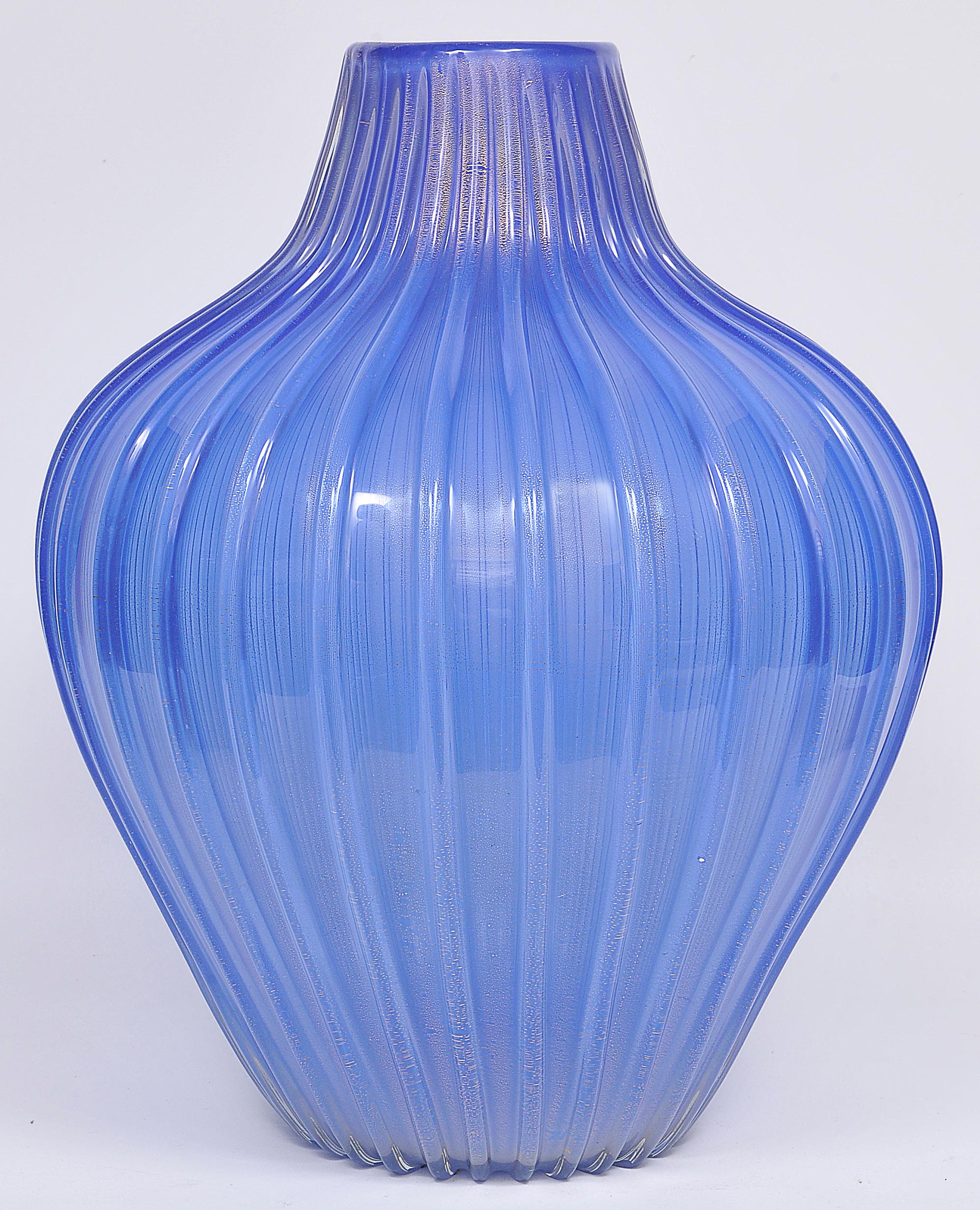 Italian Archimede Seguso, Artistic Blue Murano Glass, circa 1950 For Sale
