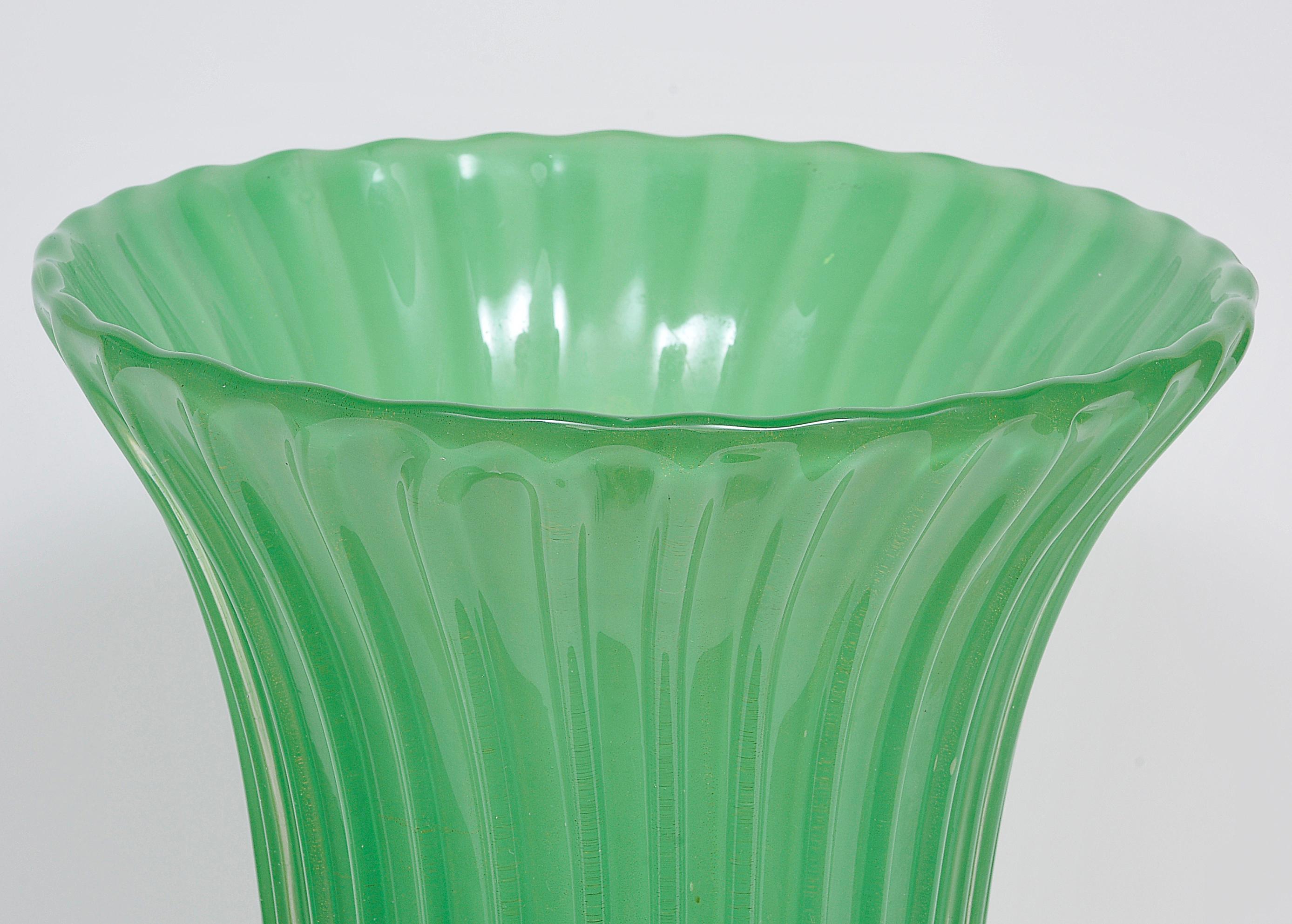 Italian Archimede Seguso, Artistic Green Murano Glass, circa 1950 For Sale