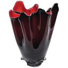 Archimede Seguso, Artistic Triple Red, White and Black Murano Glass, circa 1950