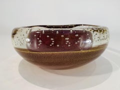 Archimede Seguso Ashtray in Murano Glass with Gold and Air Bubbles