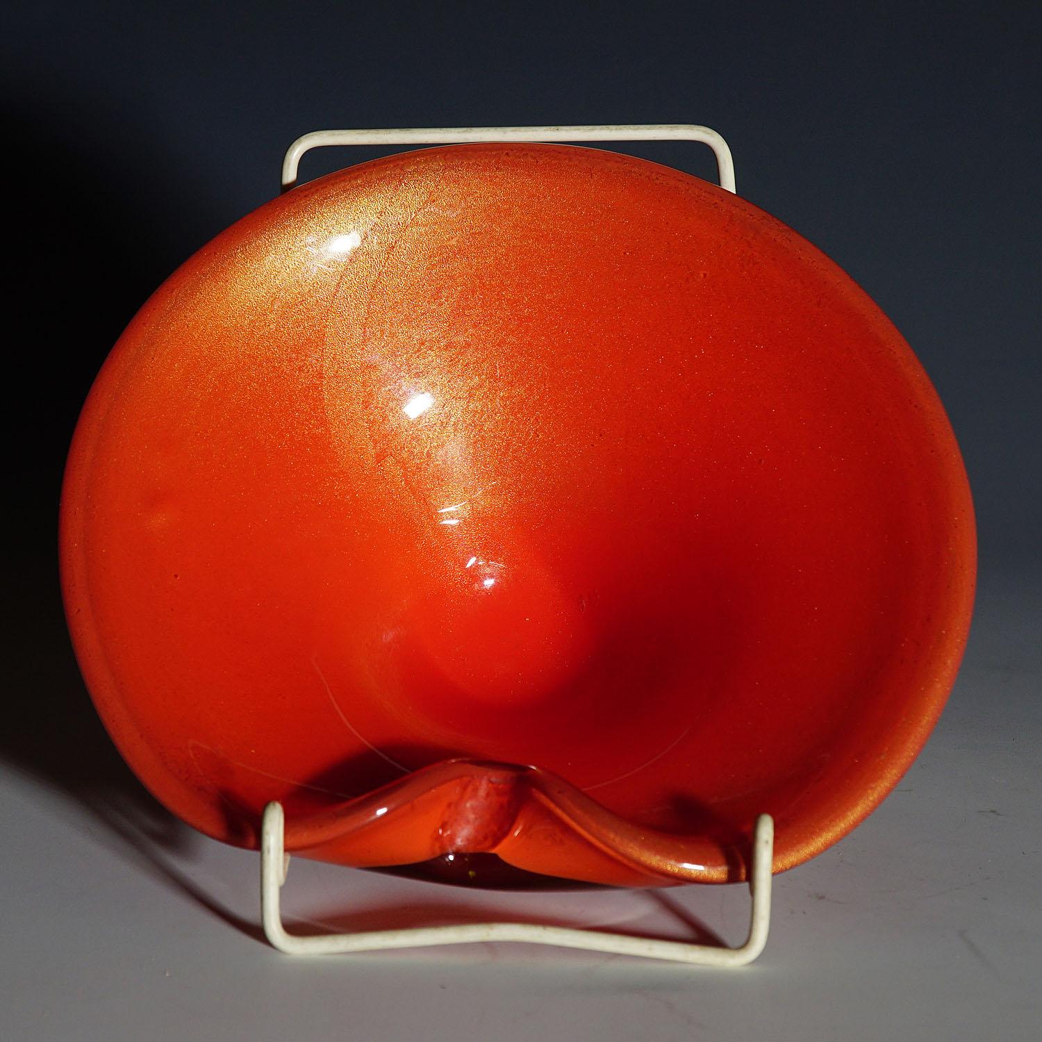 Archimede Seguso (attr.) 'Corallo Oro' Bowl, Murano Italy ca. 1950s In Good Condition For Sale In Berghuelen, DE