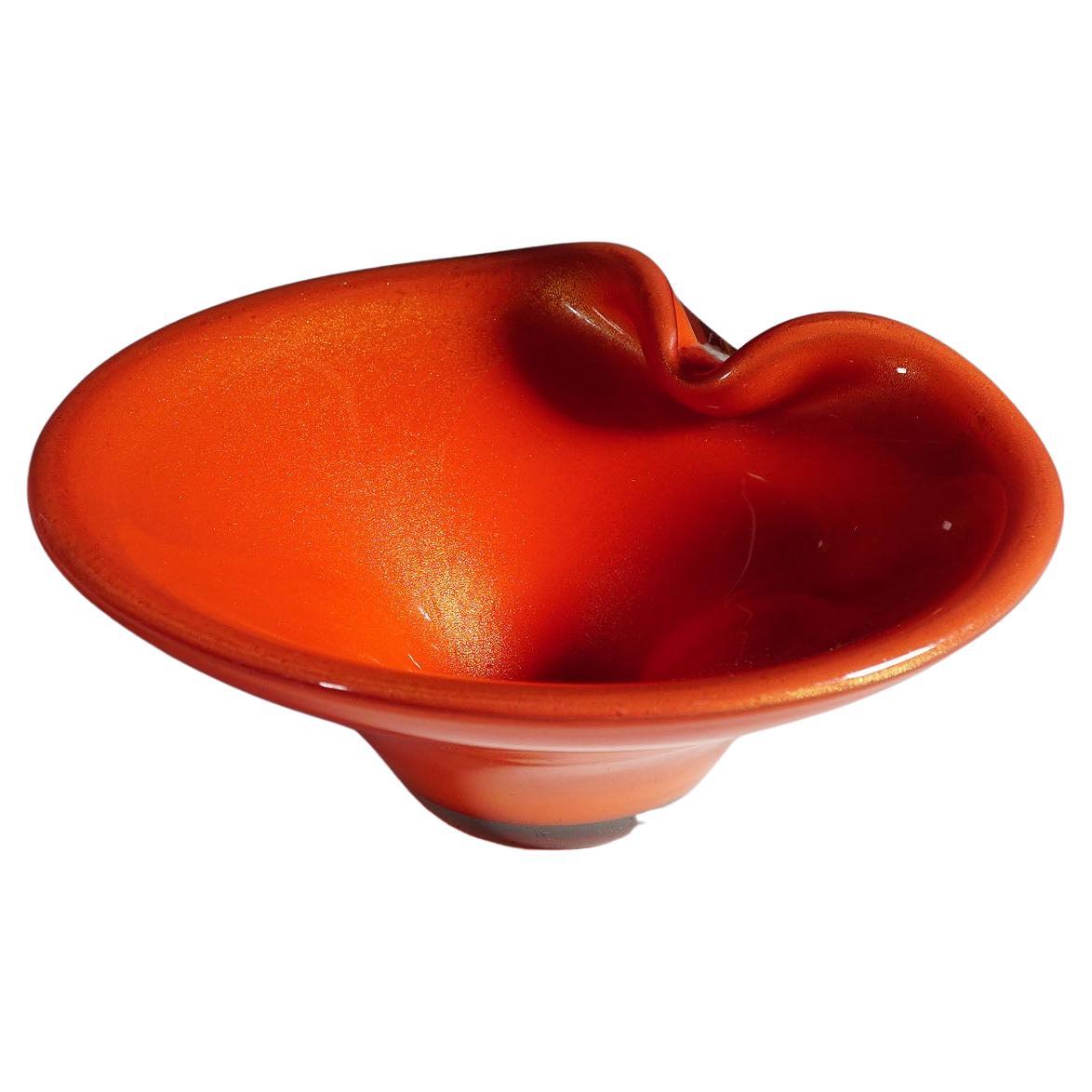 Archimede Seguso (attr.) 'Corallo Oro' Bowl, Murano Italy ca. 1950s For Sale