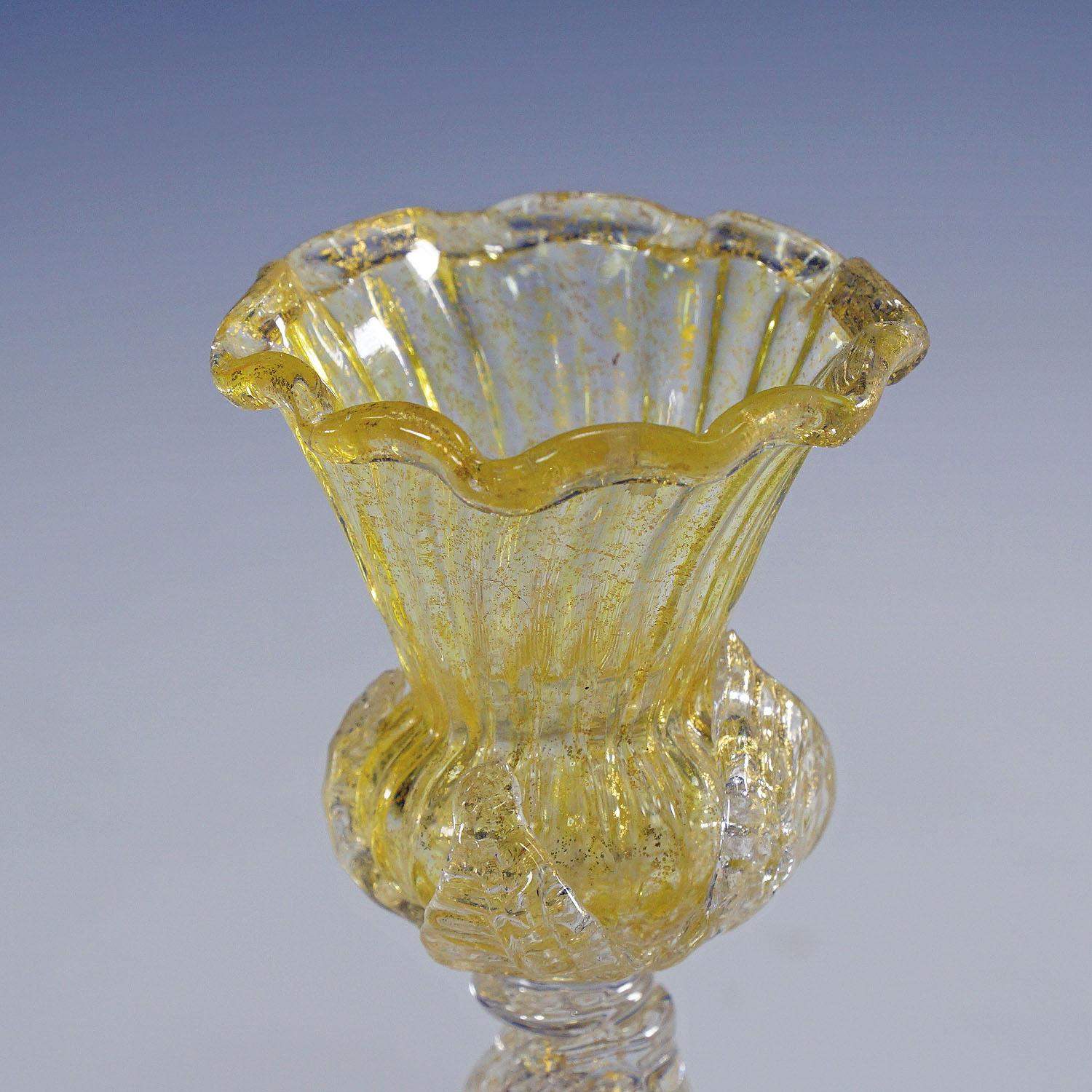Murano Glass Archimede Seguso Attr. Glass Candle Stick with Dolphin ca. 1960s For Sale