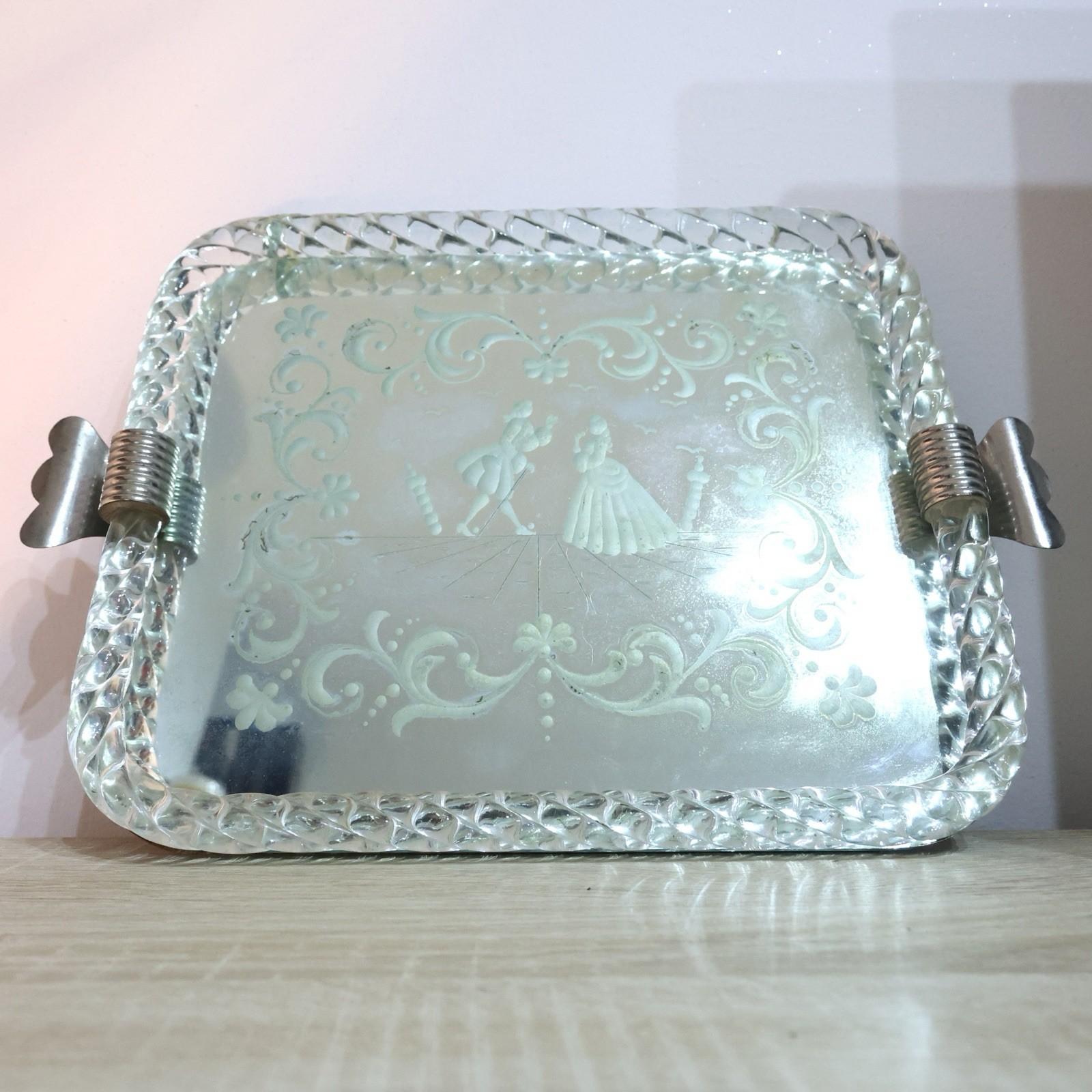 Archimede Seguso Barovier & Toso Vassoio Torchon Da Portata Venezia Anni '40 (Italienisch) im Angebot