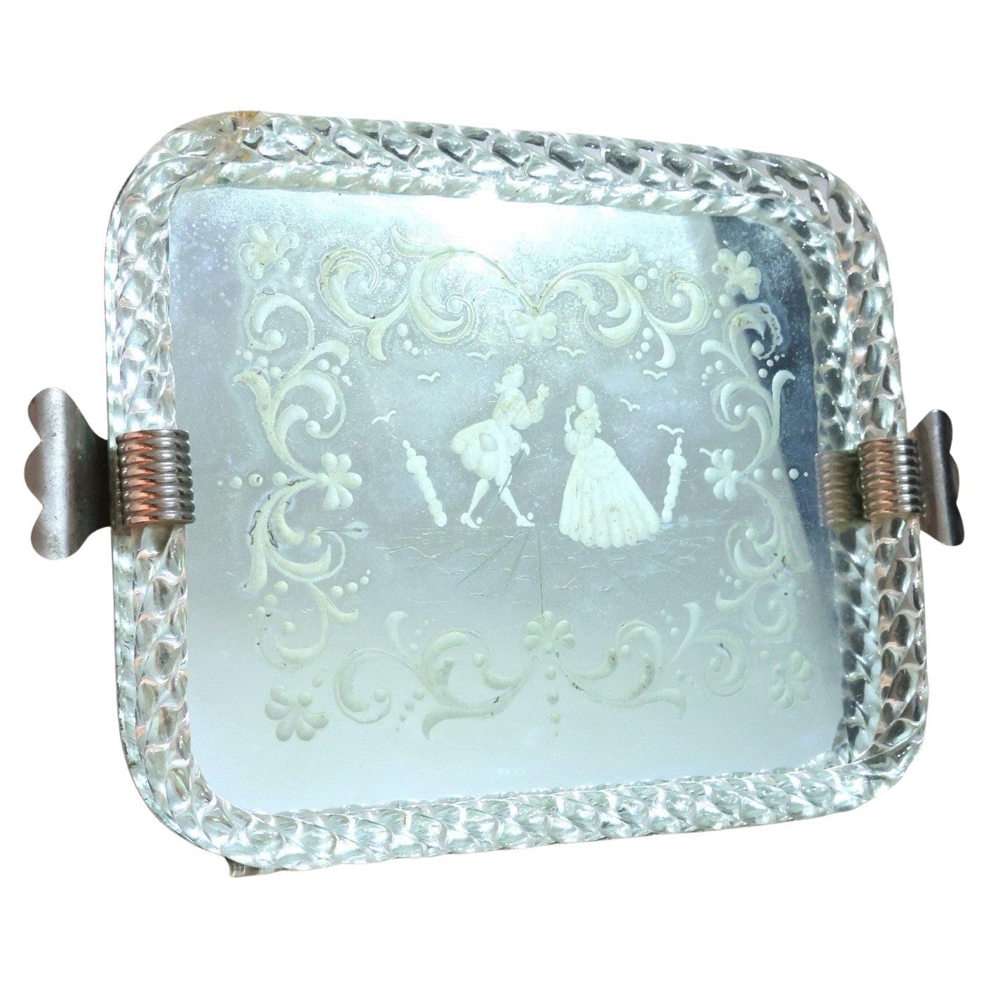 Archimede Seguso Barovier
Toso Vassoio Torchon Da Portata Venezia Anni ‘40