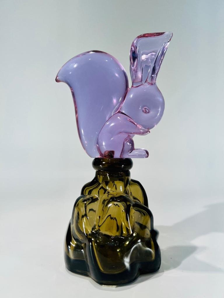 incredible Archimede Seguso Murano glass bottle for Luxardo in two colors circa 1950.