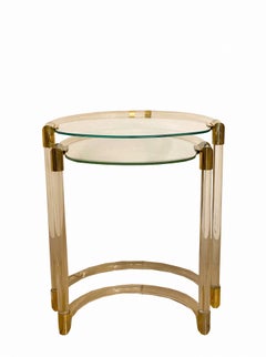 Archimede Seguso Brass and Glass Nesting Tables, Italy, 1950s