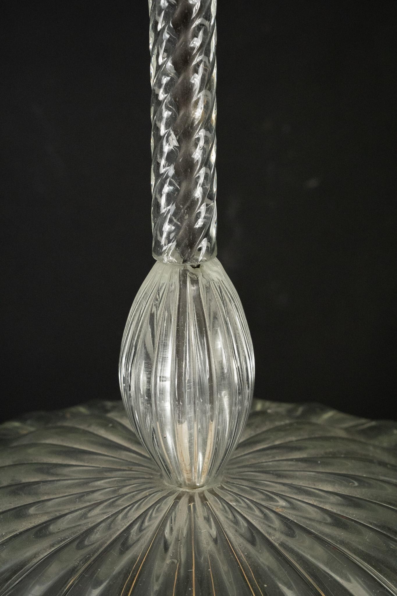 Archimede Seguso Pendelleuchte aus klarem Muranoglas. Italien 1940er Jahre 1