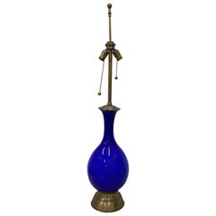 Archimede Seguso Cobalt Blue Glass Lamp, circa 1960