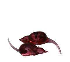 Archimede Seguso Coppia di Topolini in Vetro di Murano Rosa, Italia 1950s