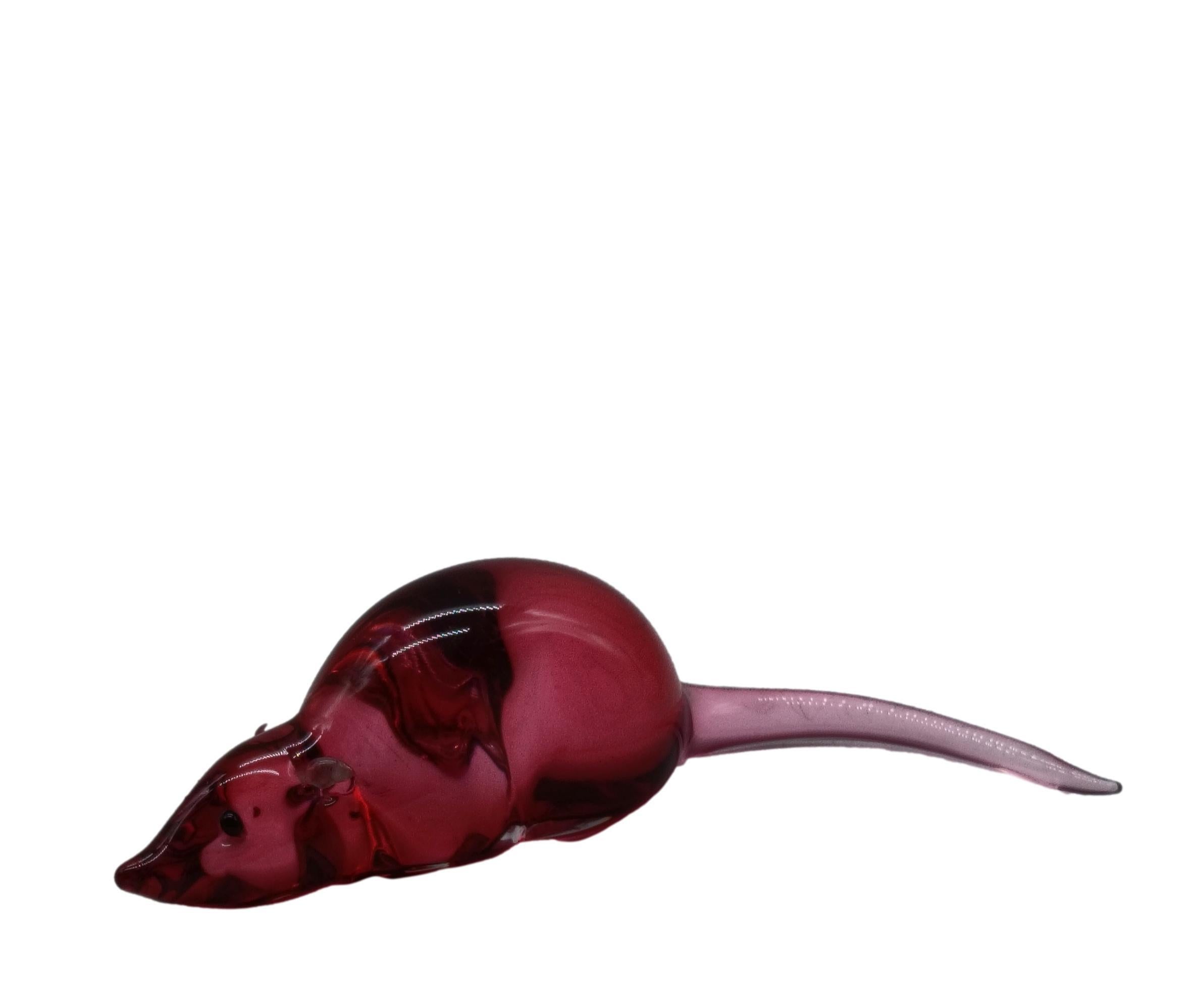 Archimede Seguso Pareja de ratones en cristal de Murano rosa, Italia años 50 en Bueno estado para la venta en Naples, IT