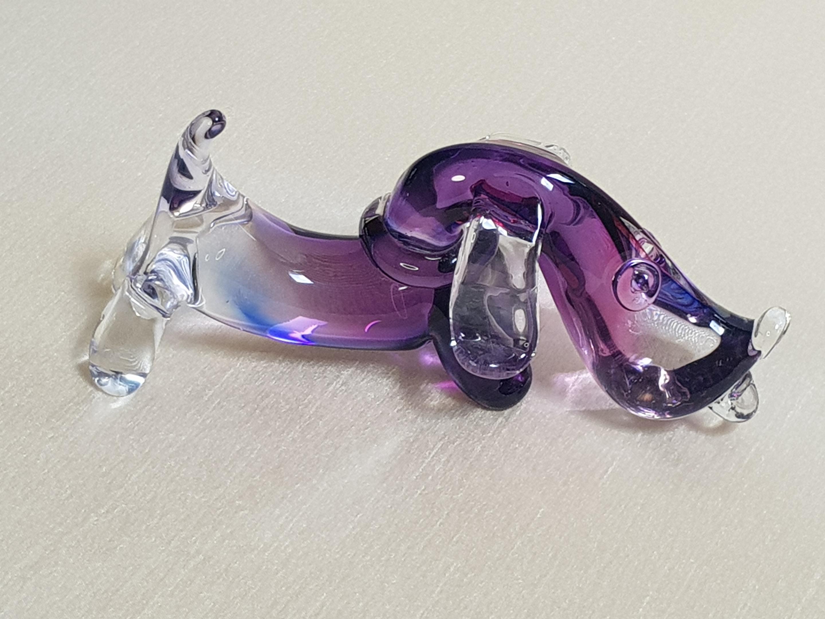 Mid-Century Modern Archimede Seguso Dachshund Dog Sculpture Murano Italian Art Glass Figurine For Sale