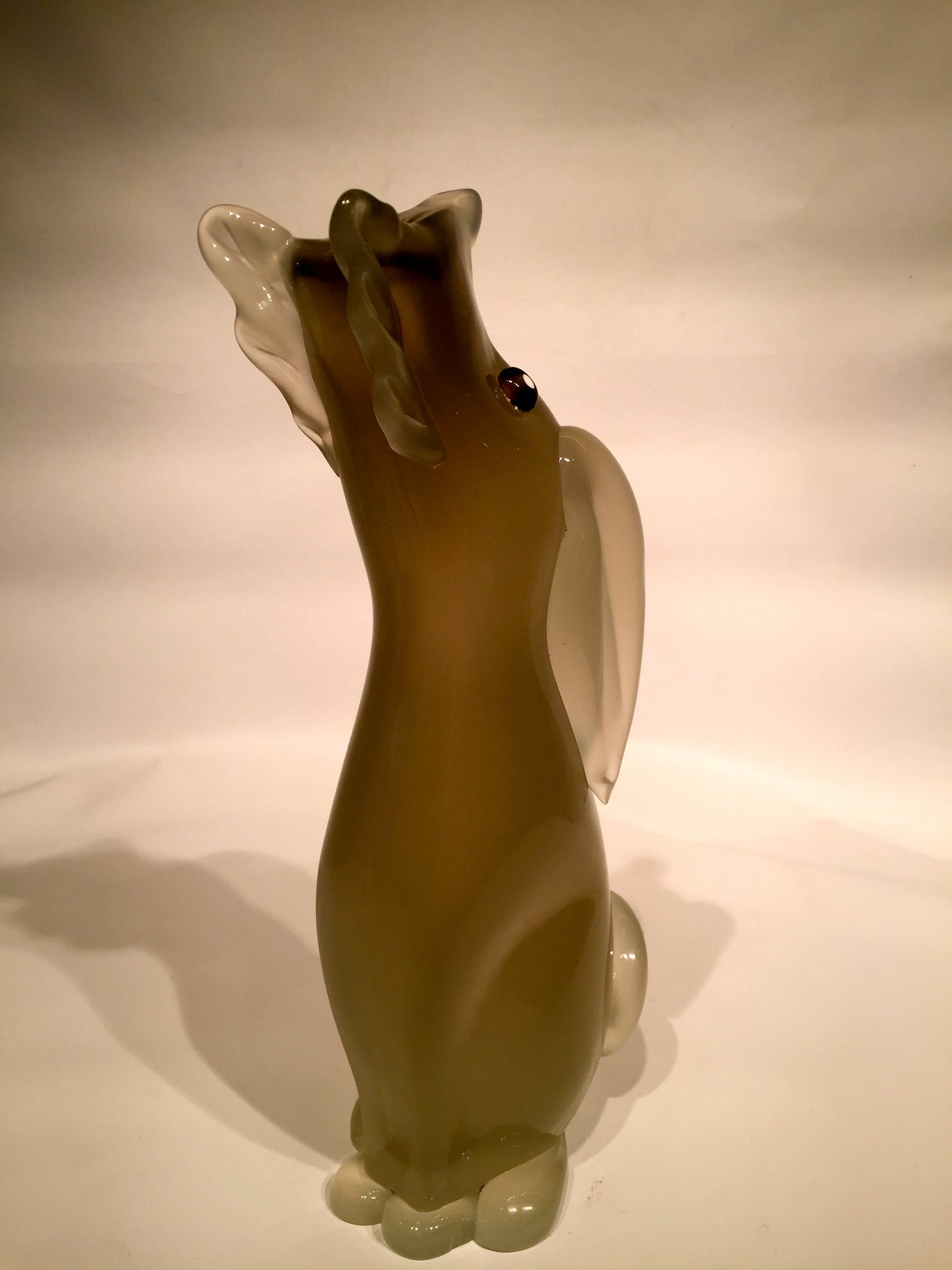 Mid-Century Modern ARCHIMEDE SEGUSO Dog Gray Vase in Artistic Blown Glass of Murano, circa 1950 For Sale