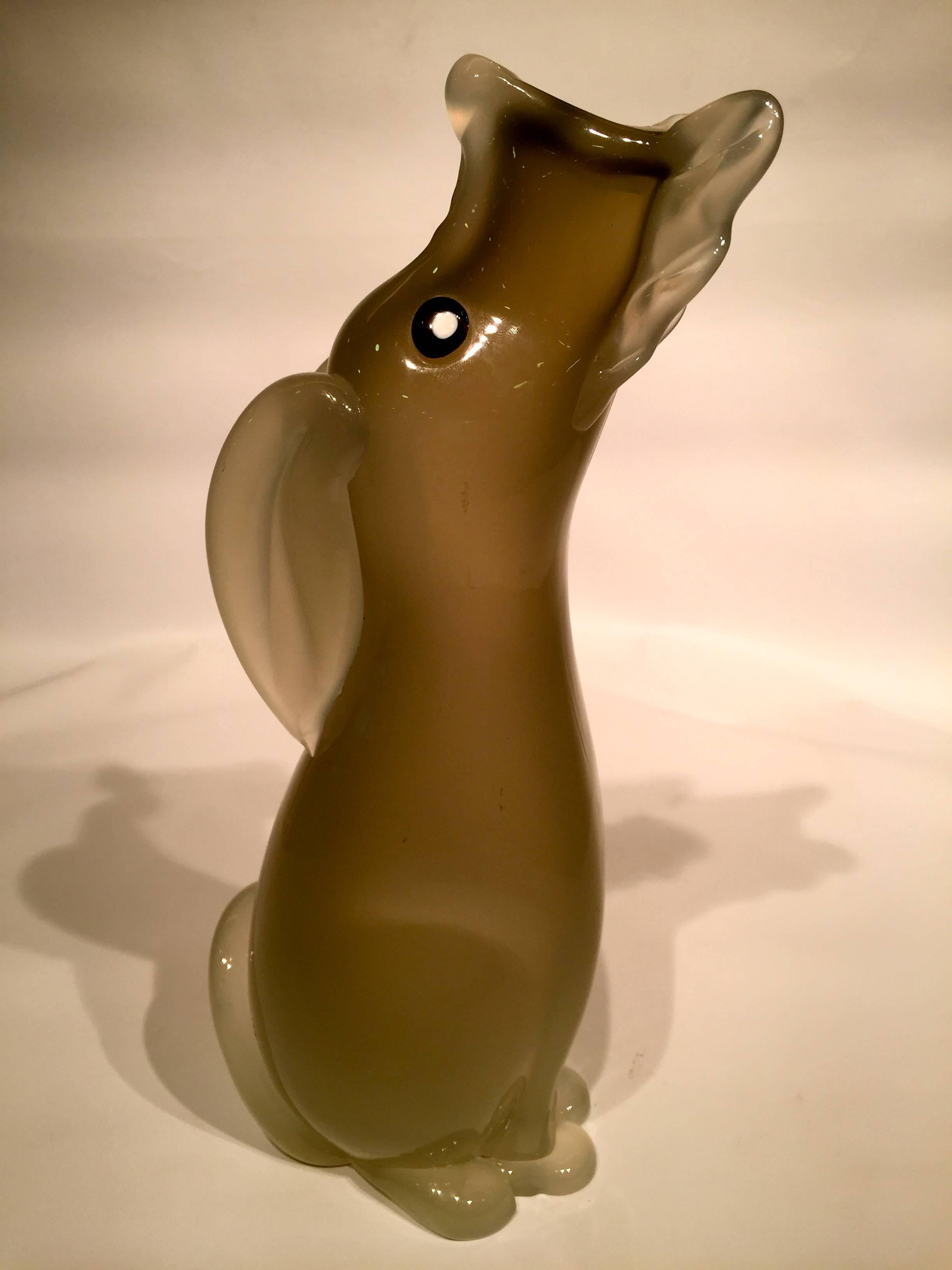Appliqué ARCHIMEDE SEGUSO Dog Gray Vase in Artistic Blown Glass of Murano, circa 1950 For Sale