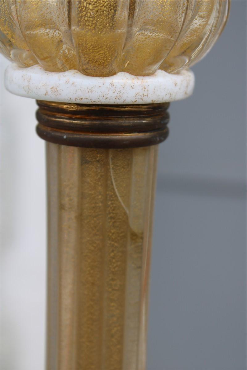 Archimede Seguso, lampadaire italien du milieu du siècle dernier, design Murano, blanc or et poudre en vente 4