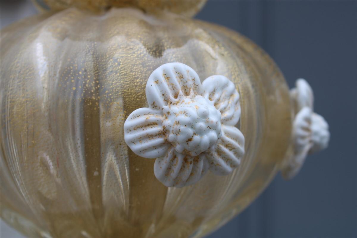 Archimede Seguso Lámpara de pie Diseño italiano de mediados de siglo Murano Oro Blanco Polvo en venta 6