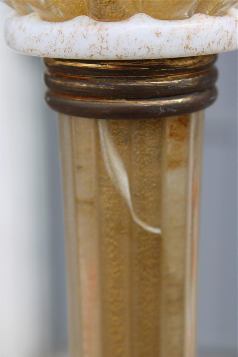 Archimede Seguso, lampadaire italien du milieu du siècle dernier, design Murano, blanc or et poudre en vente 8