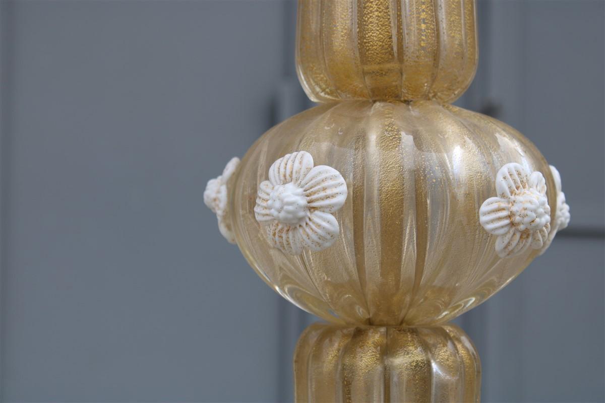 Mid-Century Modern Archimede Seguso Floor Lamp Midcentury Italian Design Murano Gold White Powder For Sale