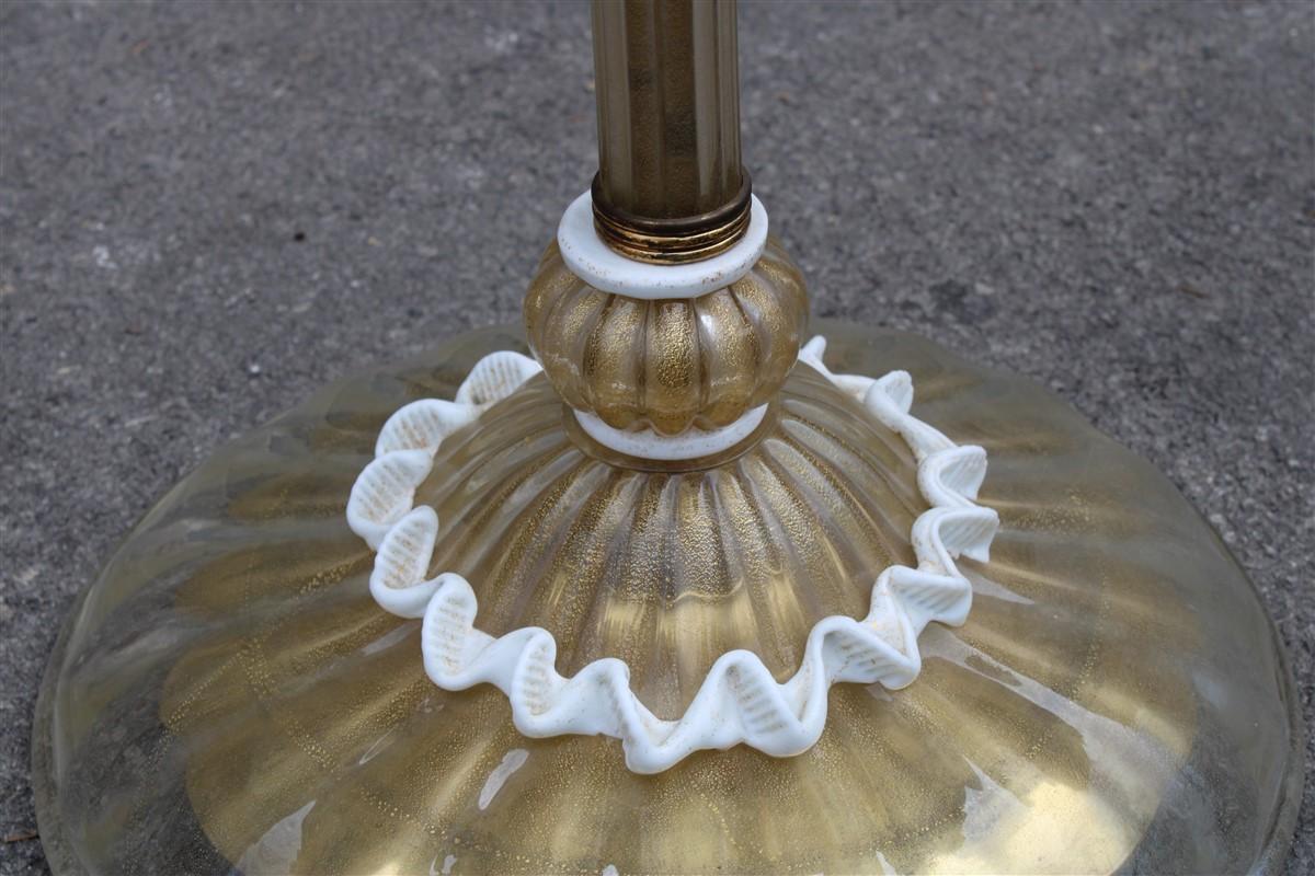Mid-20th Century Archimede Seguso Floor Lamp Midcentury Italian Design Murano Gold White Powder For Sale