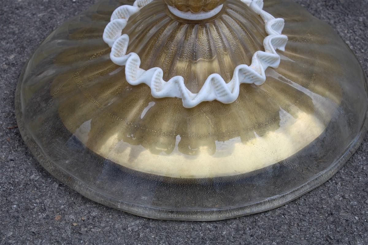 Archimede Seguso Lámpara de pie Diseño italiano de mediados de siglo Murano Oro Blanco Polvo mediados del siglo XX en venta