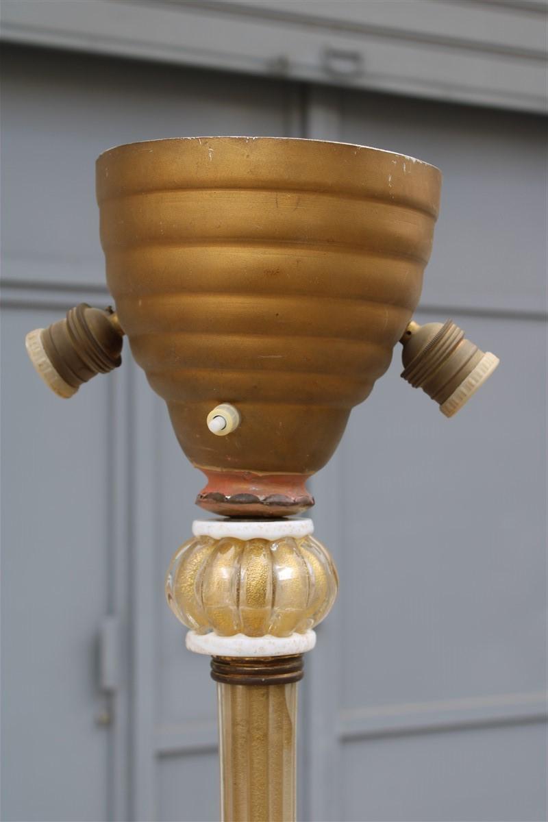 Archimede Seguso, lampadaire italien du milieu du siècle dernier, design Murano, blanc or et poudre en vente 2