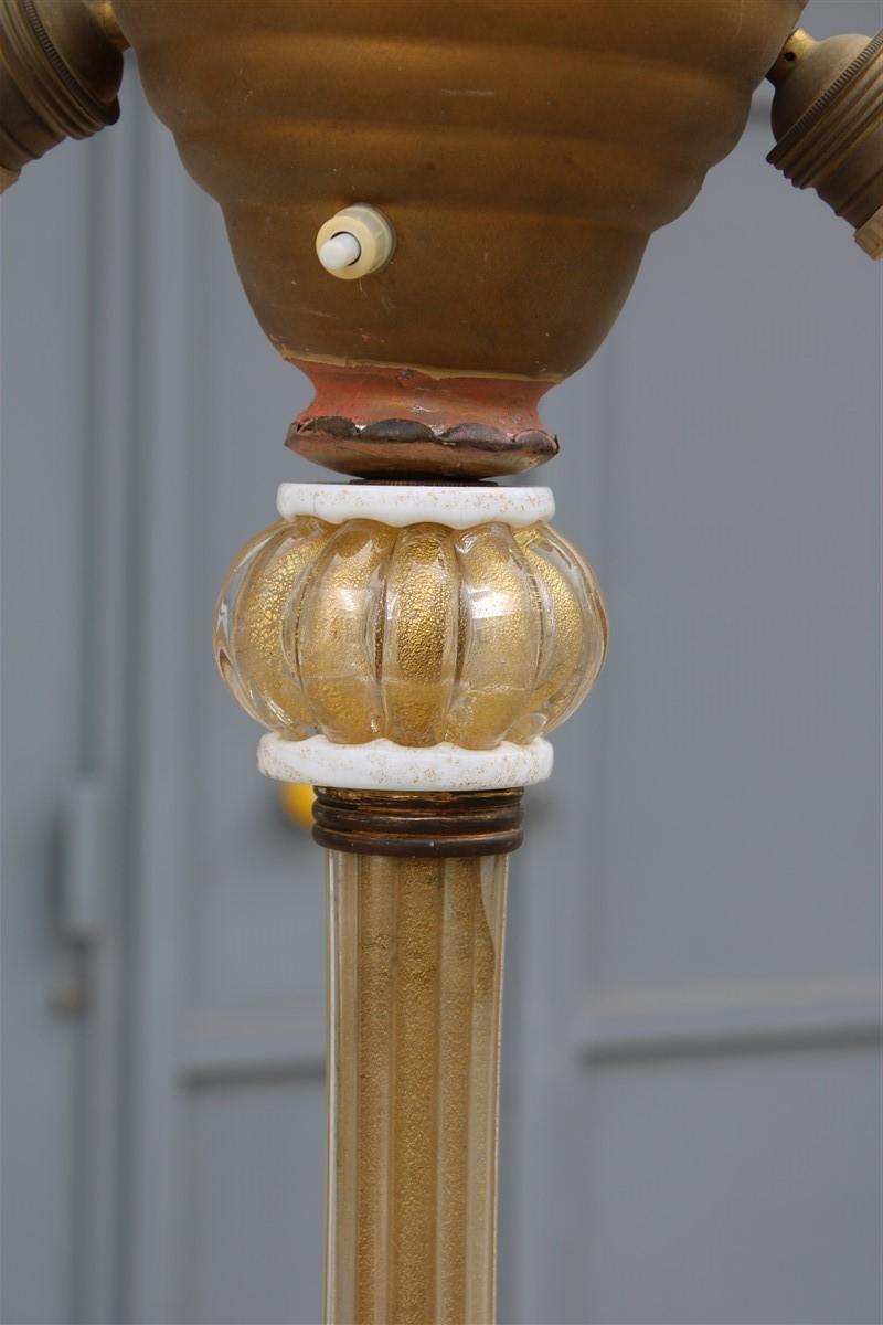 Archimede Seguso, lampadaire italien du milieu du siècle dernier, design Murano, blanc or et poudre en vente 3