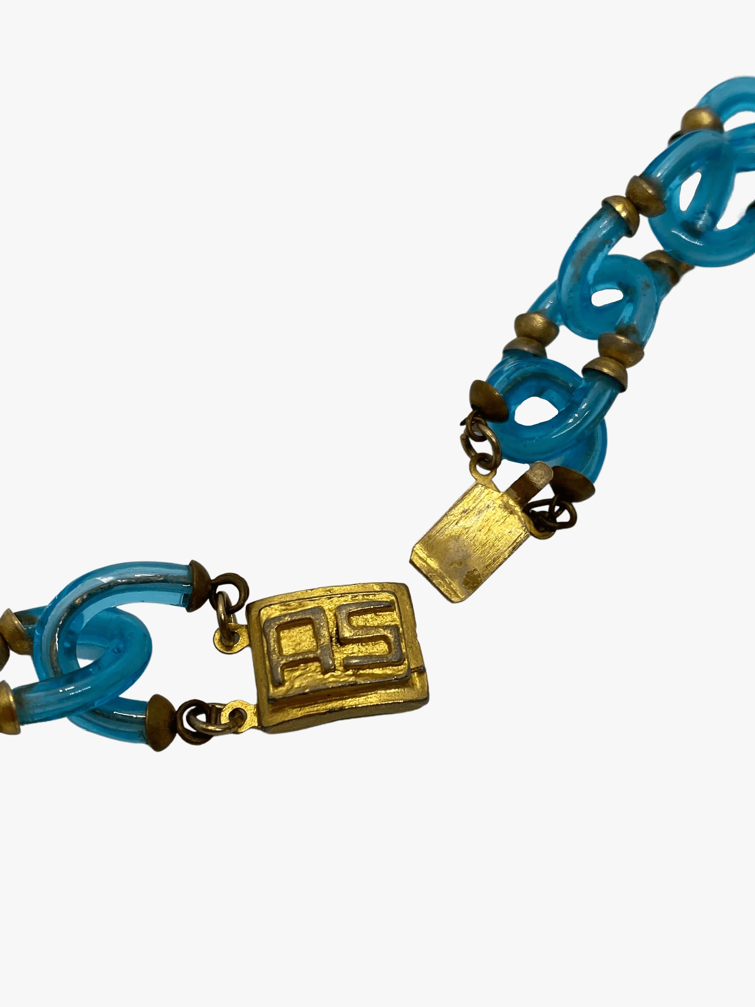 Art Deco Archimede Seguso for Chanel Murano Glass Vintage Turquoise Necklace, 1960s