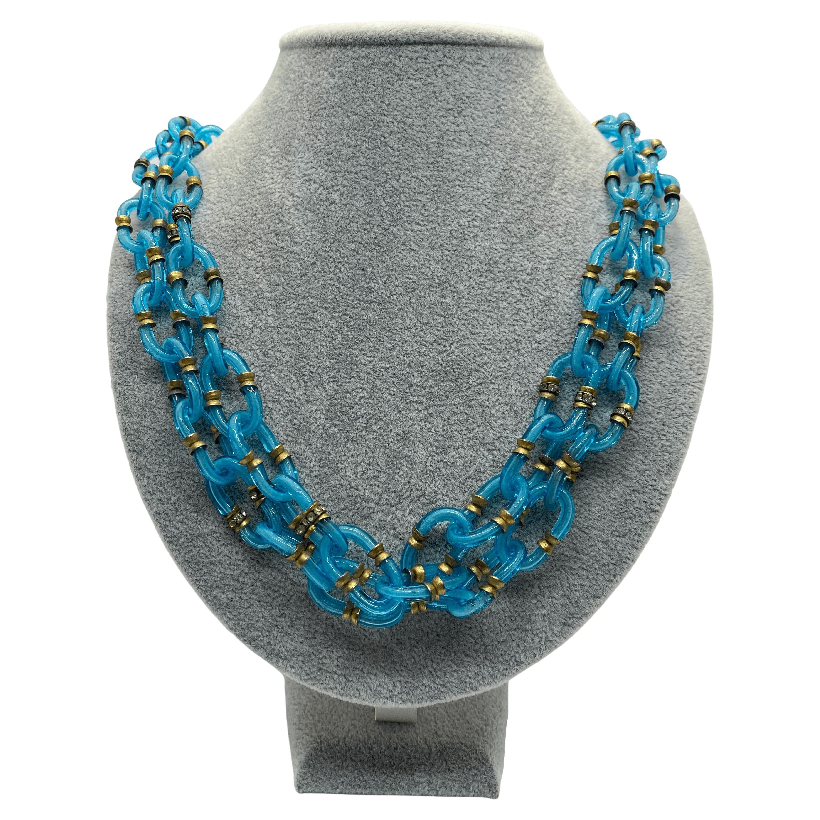 Archimede Seguso for Chanel Murano Glass Vintage Turquoise Necklace, 1960s