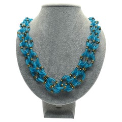 Archimede Seguso for Chanel Murano Glass Retro Turquoise Necklace, 1960s