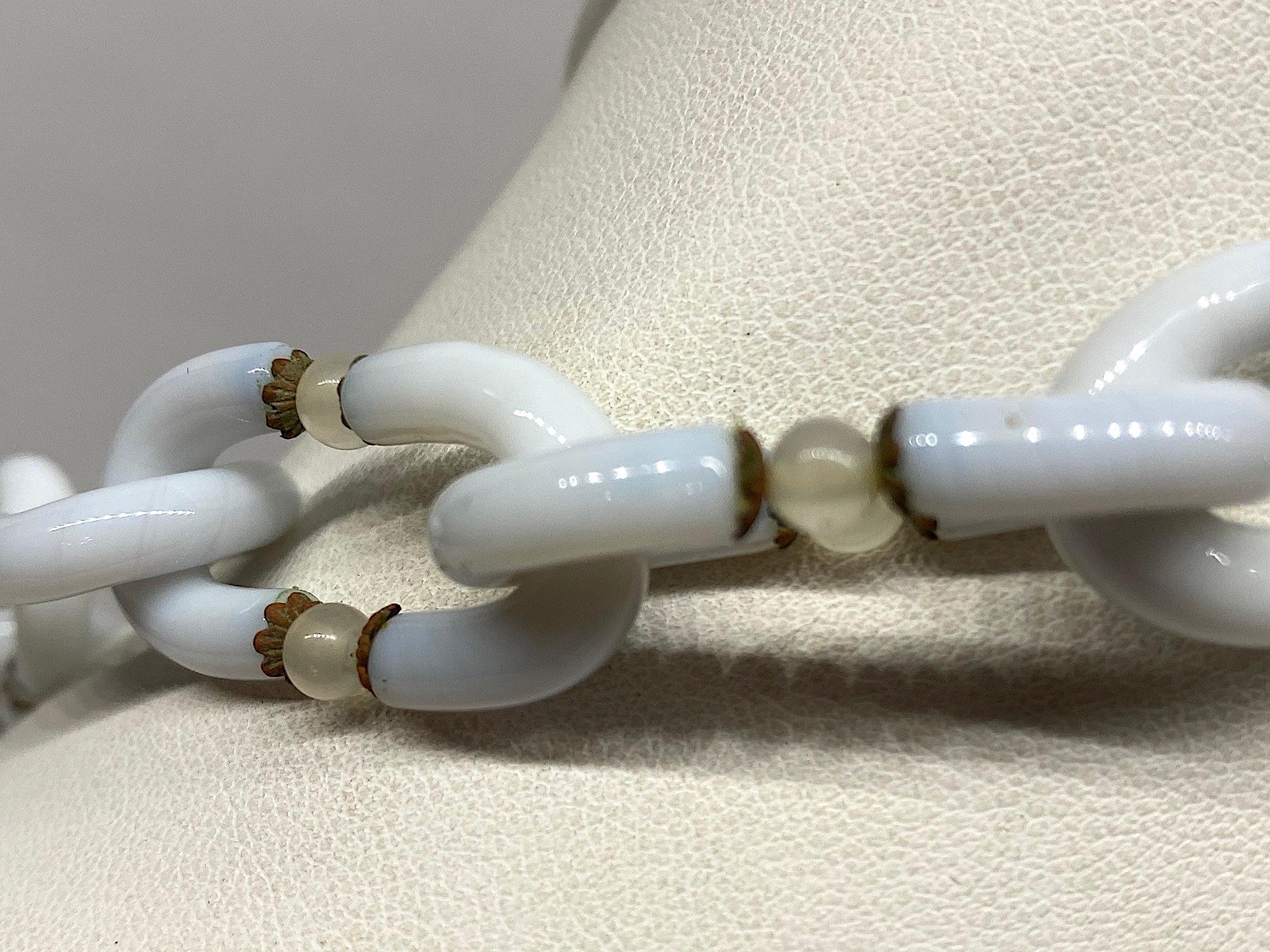 Archimede Seguso for Chanel White Opaline Murano Glass 1960s Necklace 1