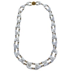 Vintage Archimede Seguso for Chanel White Opaline Murano Glass 1960s Necklace