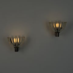 Archimede Seguso for Seguso Vetri d’Arte Thick Glass Wall Sconces, 1940s