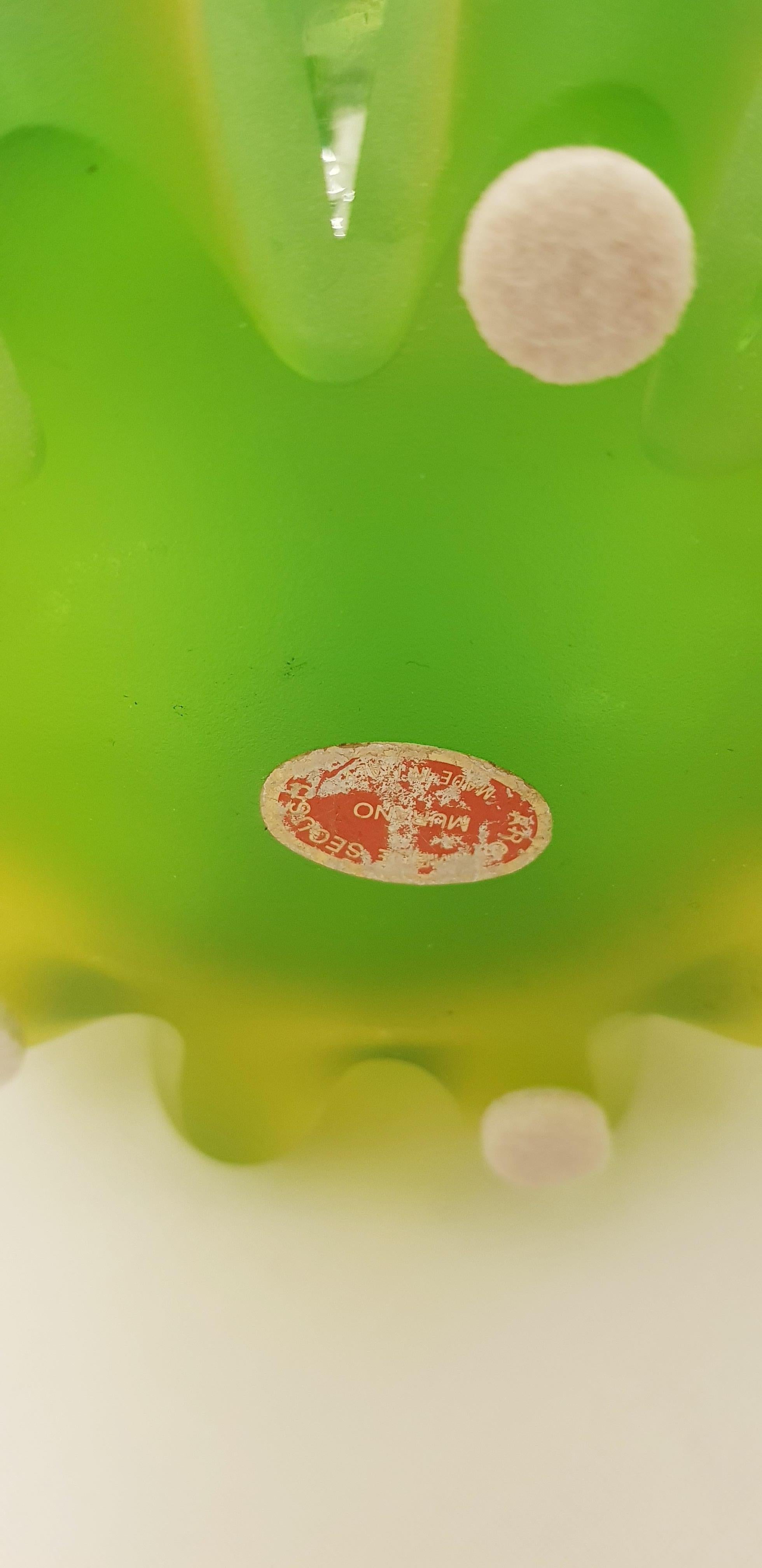 Mid-20th Century Archimede Seguso Frosted Uranium Murano Glass Vase a Verde For Sale