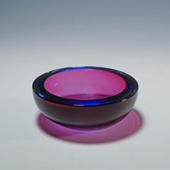 Archimede Seguso Geode Bowl in Blue, Murano Italy ca. 1960s