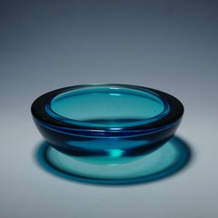 Archimede Seguso Geode Bowl in Blue, Murano Italy ca. 1960s