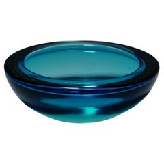Archimede Seguso Geode Bowl in Blue, Murano Italy ca. 1960s