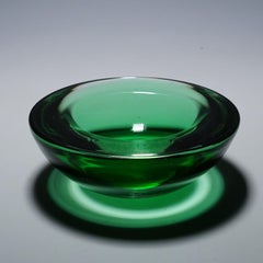 Archimede Seguso Geode Bowl in Green, Murano Italy ca.1960s