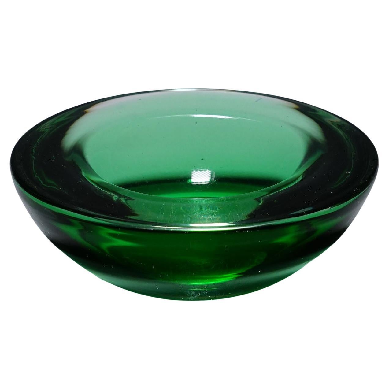 Archimede Seguso Geode Bowl in Green, Murano Italy ca.1960s For Sale