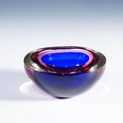 Archimede Seguso Geode Bowl in Pink and Blue, Murano Italy ca. 1960s