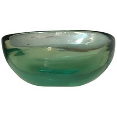 Retro Archimede Seguso Glass Bowl Centerpiece Green Glass Submerged Murano, 1950