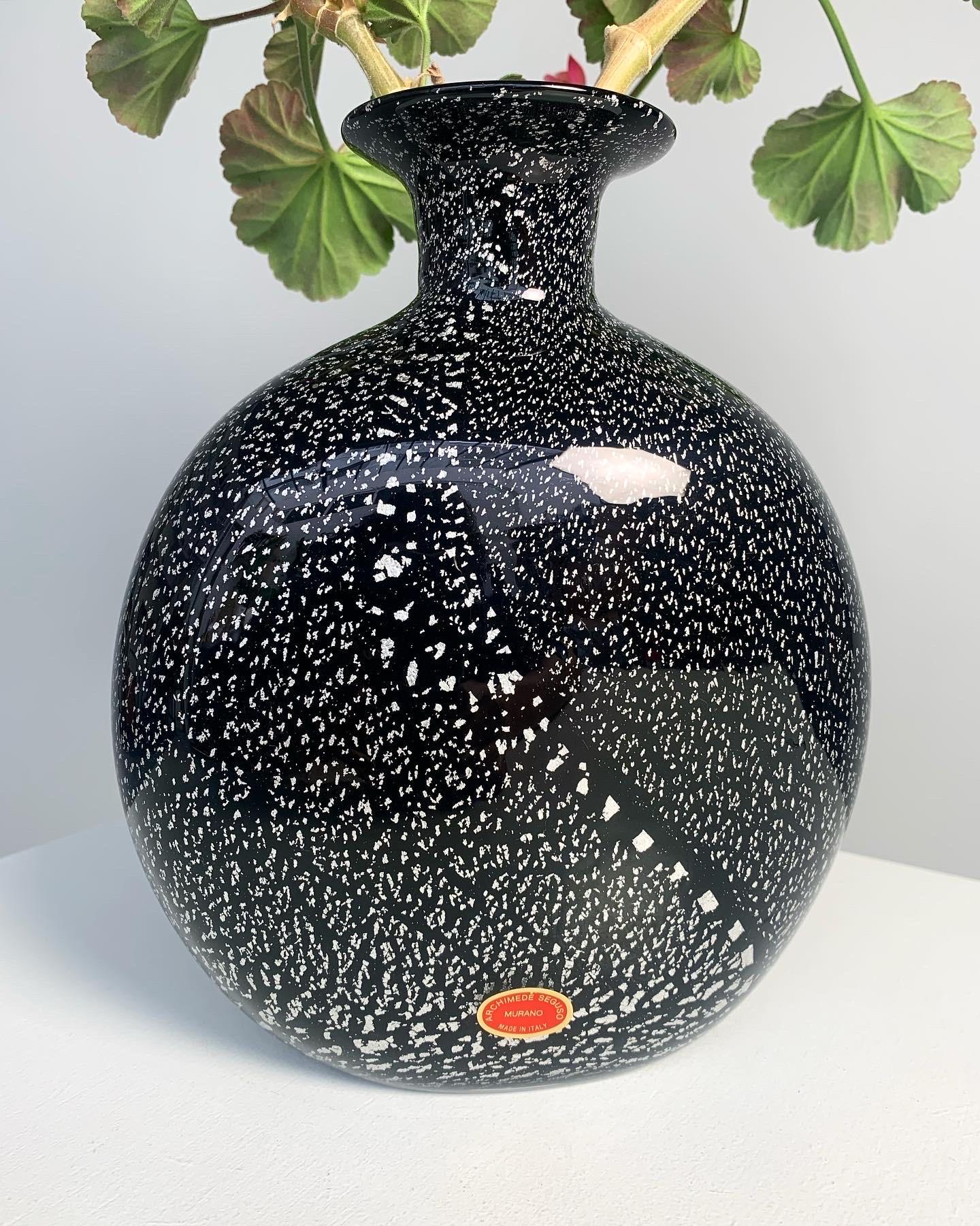 Vase en verre Archimede Seguso Silver Flecks Murano Italie 1970 en vente 3