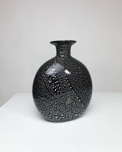 Archimede Seguso Glass Vase Silver Flecks Murano Italy 1970s