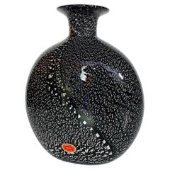 Vintage Archimede Seguso Glass Vase Silver Flecks Murano Italy 1970s