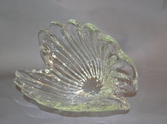 Archimede Seguso Handblown Clear Murano Glass Clam Shell Centerpiece, Italy