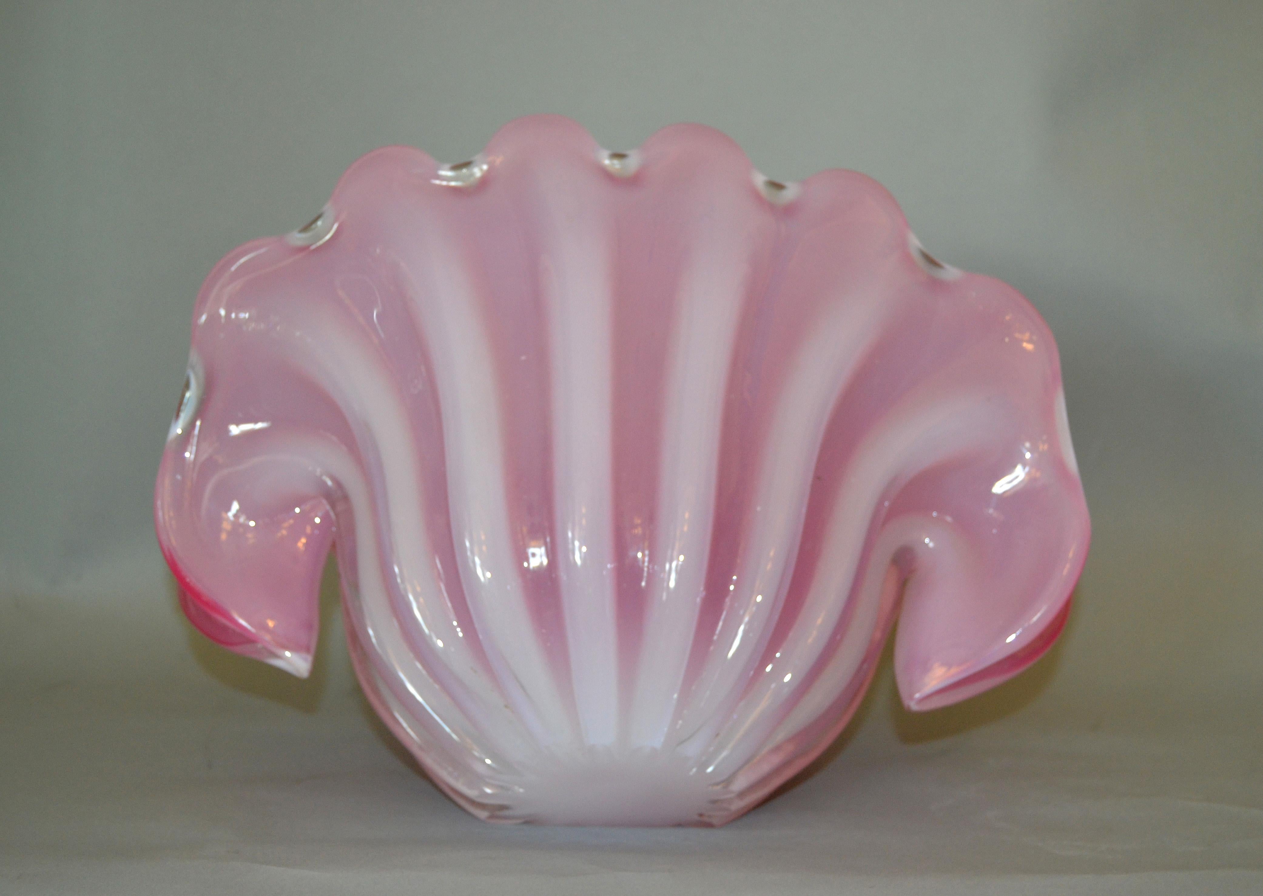 Archimede Seguso Handblown Murano Glass Clam Shell Centerpiece with Pearl 6